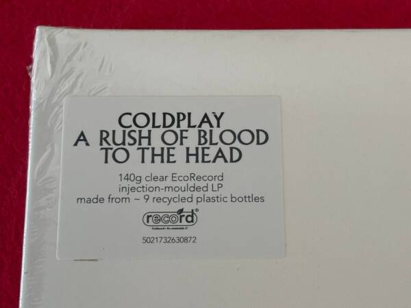 COLDPLAY " A RUSH OF BLOOD TO THE HEAD " 1 LP. VINILO RECICLADO. VINILO TRANSPARENTE - Imagen 2