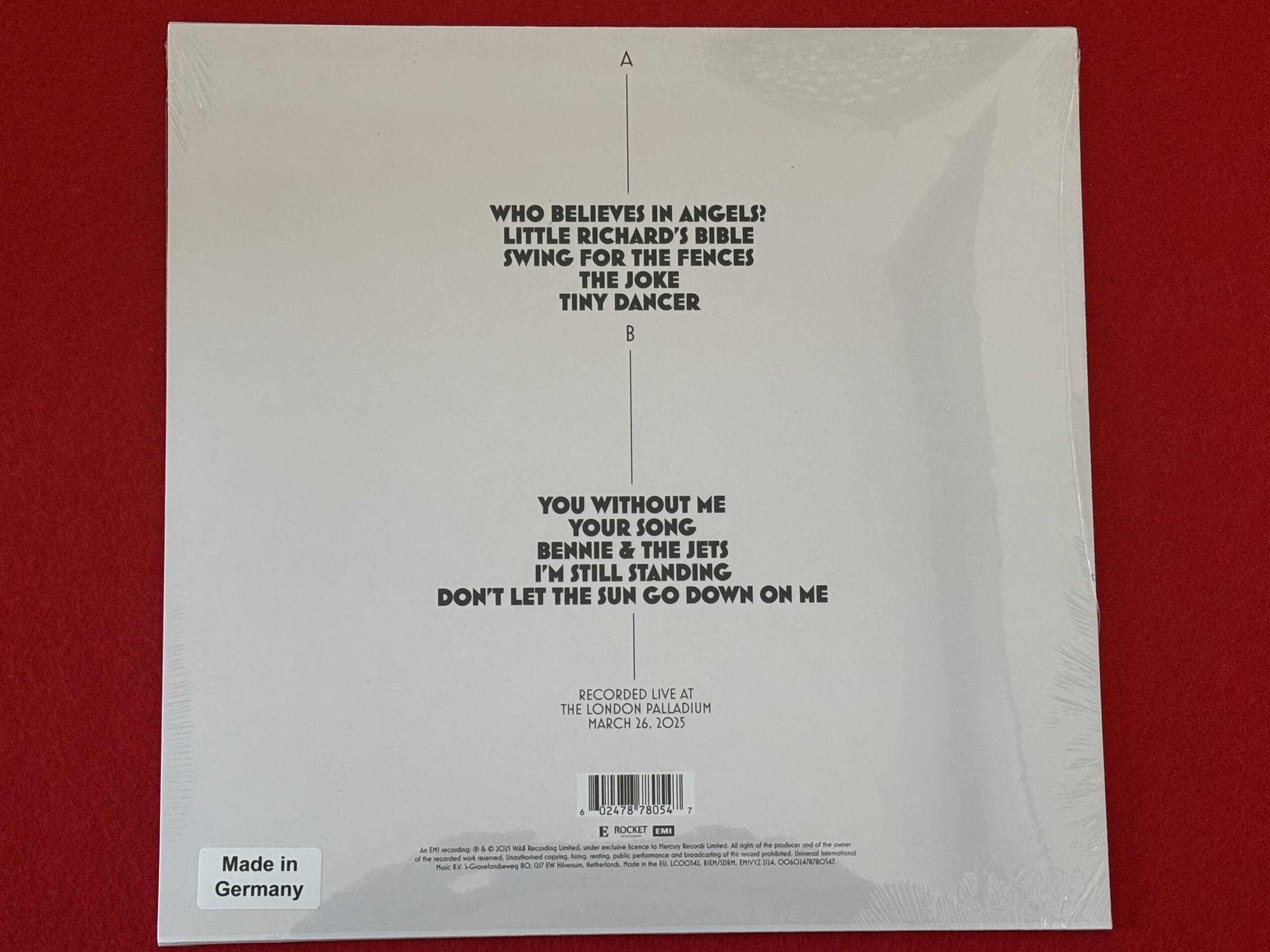 ELTON JOHN " WHO BELIEVES IN ANGELS " 1 LP. LIMITED EITION . RSD BLACK FRIDAY 2025. INCLUDES FOLDOUT POSTER. - Image 3